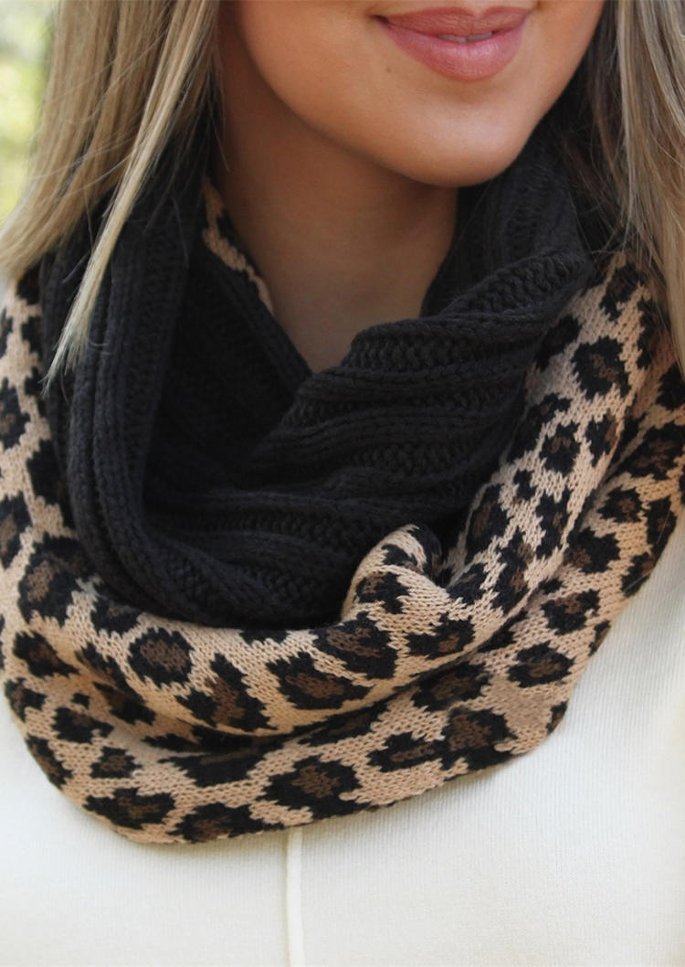 Scarves Leopard Soft Warm Thickened Knitted Scarf in White. Size: One Size