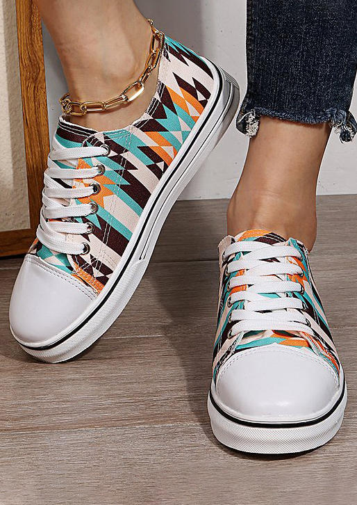 

Sneakers Aztec Geometric Western Lace Up Flat Sneakers in Multicolor. Size: ,38,39,40,41