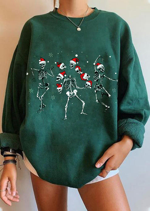 

Sweatshirts Christmas Skeleton Dancing Sweatshirt in Green. Size: ,M,L,XL