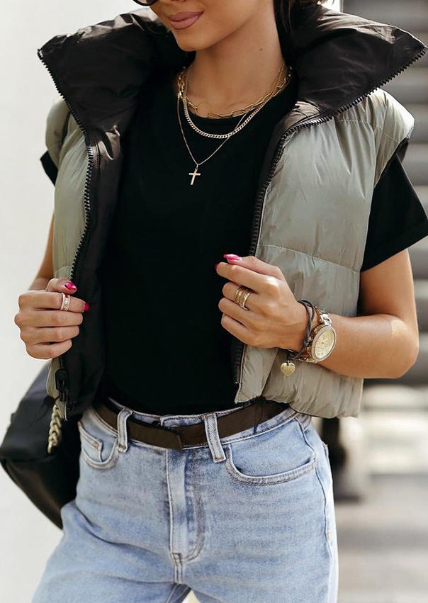

Coats Double-Sided Zipper Sleeveless Vest Coat in Green. Size