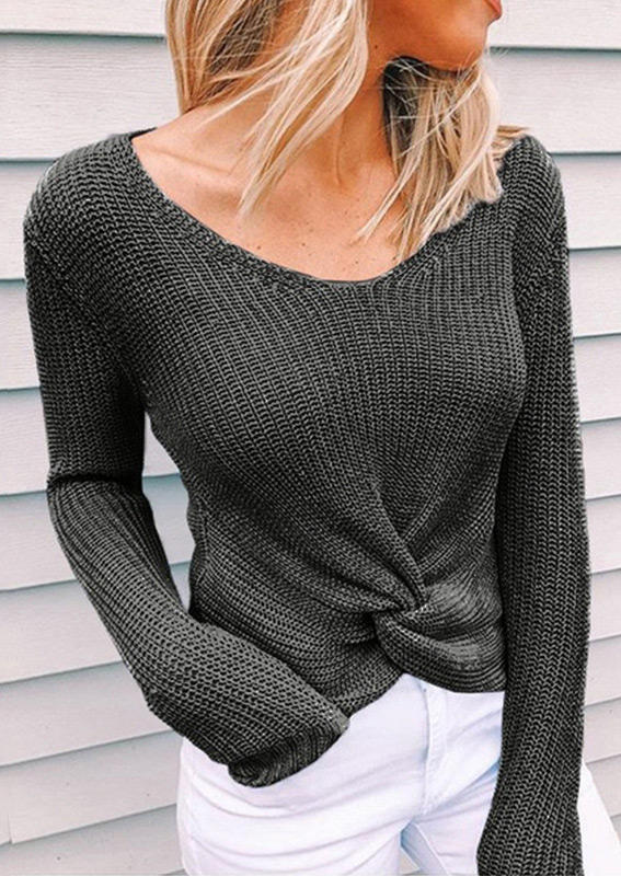 

Sweaters Twist Long Sleeve Pullover Sweater in Dark Grey. Size