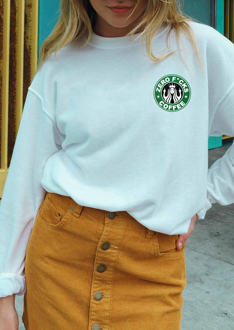

Sweatshirts Funny Coffee Long Sleeve O-Neck Sweatshirt in White. Size: ,M,L,XL