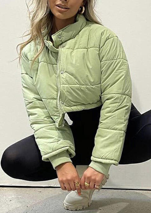 

Coats Snap Button Crop Parka Coat in Light Green. Size: ,M,L