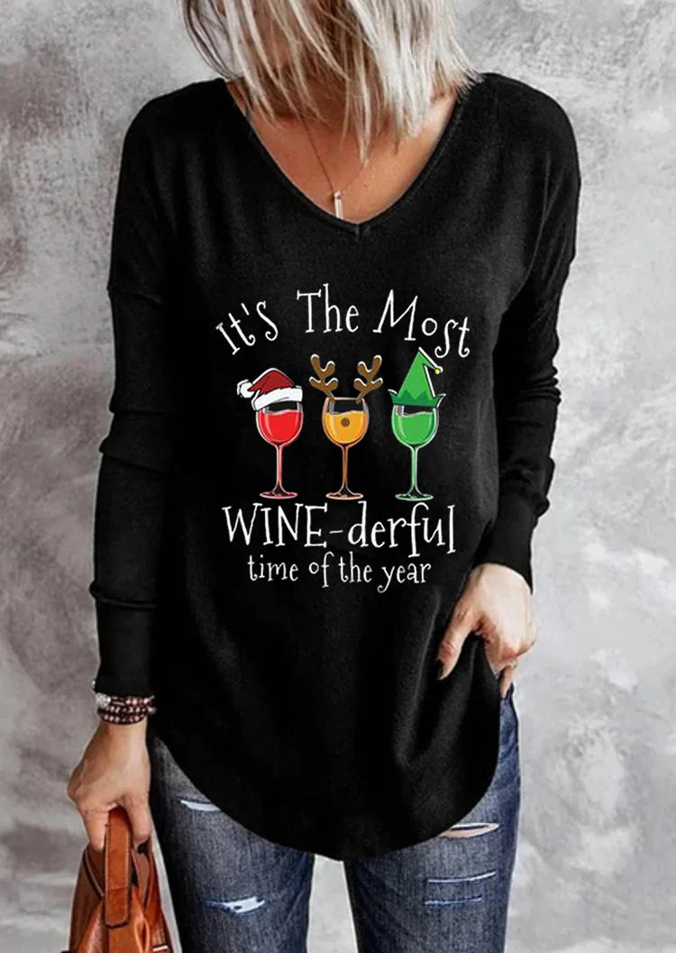 T-shirts Tees It's The Most Wine-derful Time Of The Year T-Shirt Tee in Black. Size: M,S