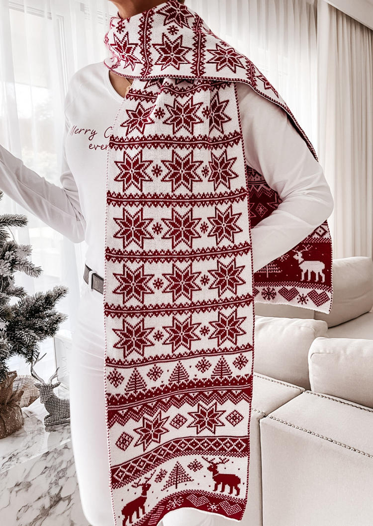 

Scarves Christmas Snowflake Warm Scarf in Red. Size