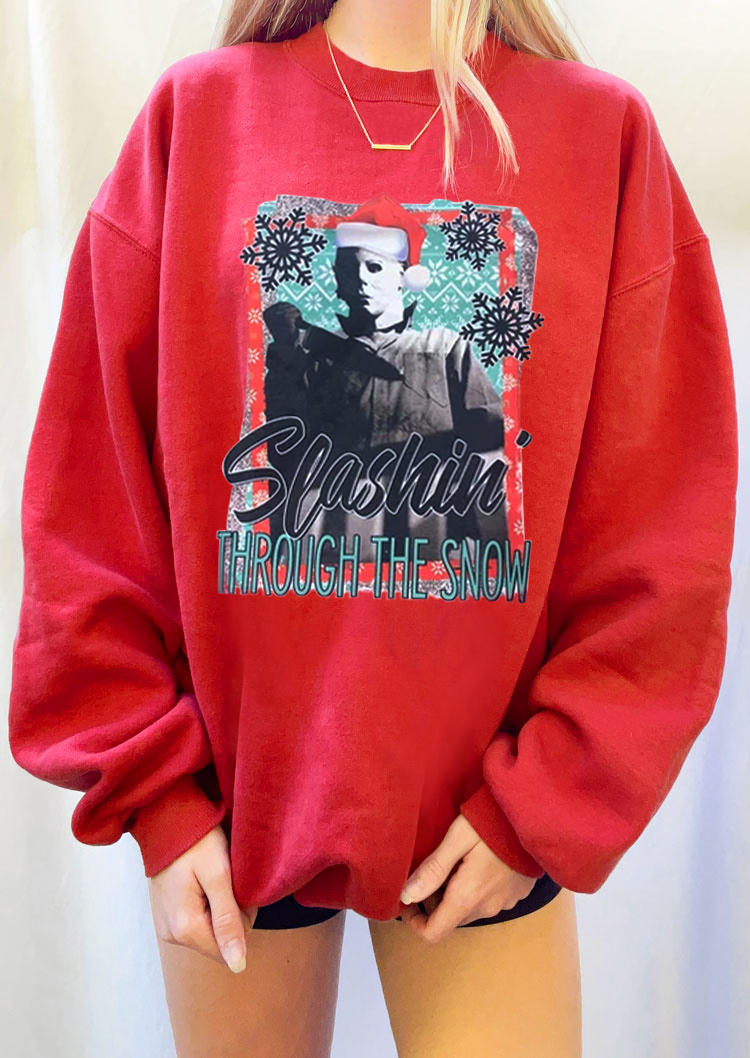 

Sweatshirts Christmas Hat Snowflake Horror Movie Character Sweatshirt in Red. Size