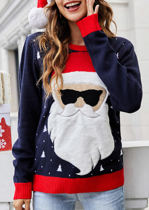 

Sweaters Christmas Tree Santa Claus Sweater in Navy Blue. Size: ,M,L,XL