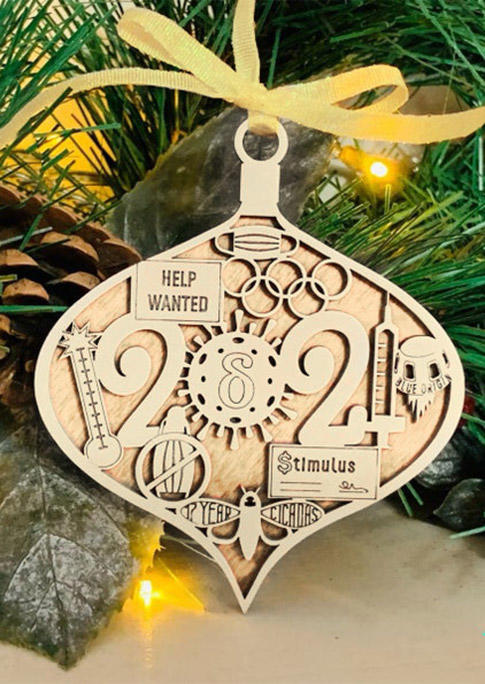 

Christmas Decoration 2021 Year In Review Christmas Ornament in Apricot. Size