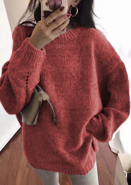 

Sweaters Pullover Long Sleeve O-Neck Sweater in Red. Size: ,M,L,XL