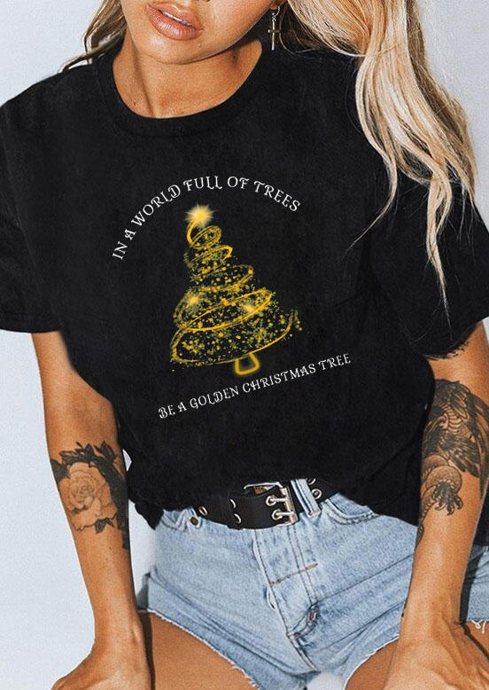

T-shirts Tees Be A Golden Christmas Tree T-Shirt Tee in Black. Size: ,M,L,XL