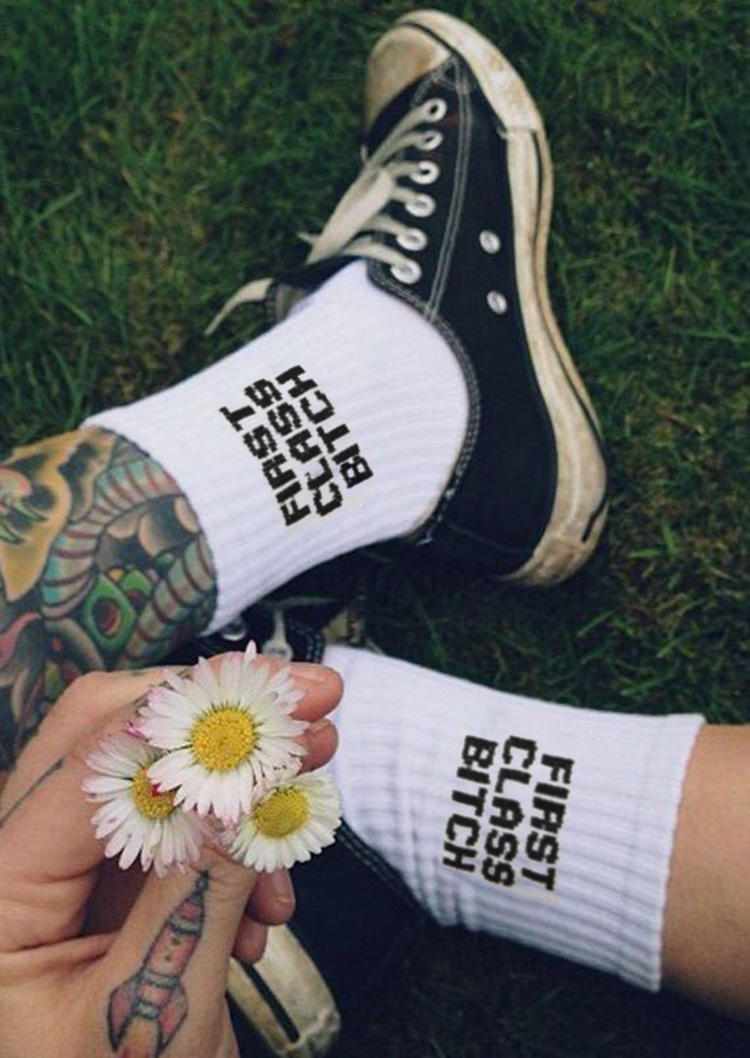 

Crew Socks Funny Letter Casual Crew Socks in Pattern2. Size