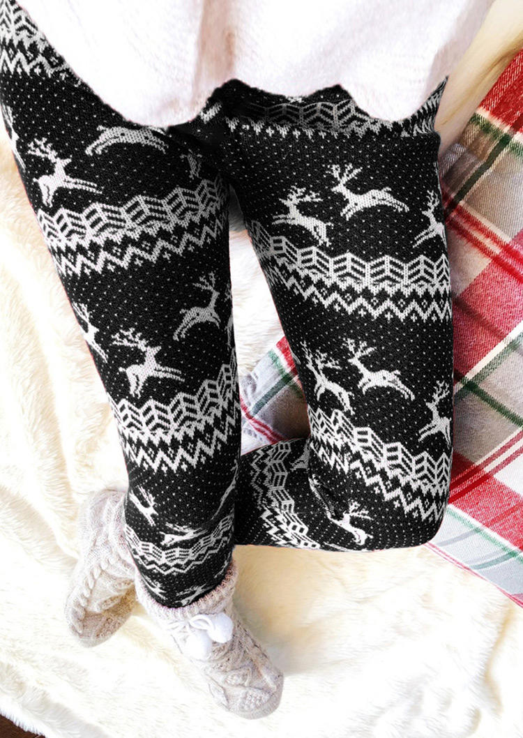 

Pants Christmas Reindeer Drawstring Thickened Pants in Black. Size: ,M,L,XL