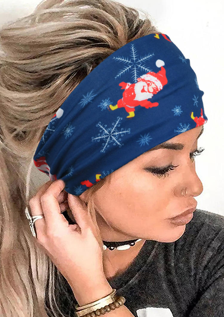 Christmas Santa Claus Snowflake Wide Headband in Blue,Green,Brick Red. Size: One Size