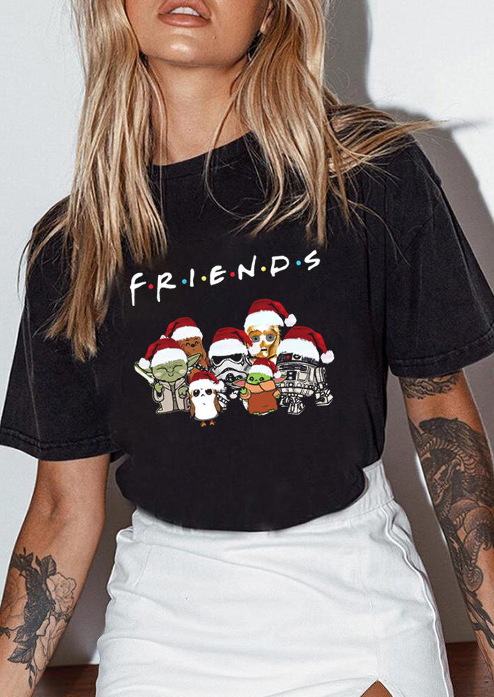 

T-shirts Tees Christmas Movie Character O-Neck T-Shirt Tee in Black. Size