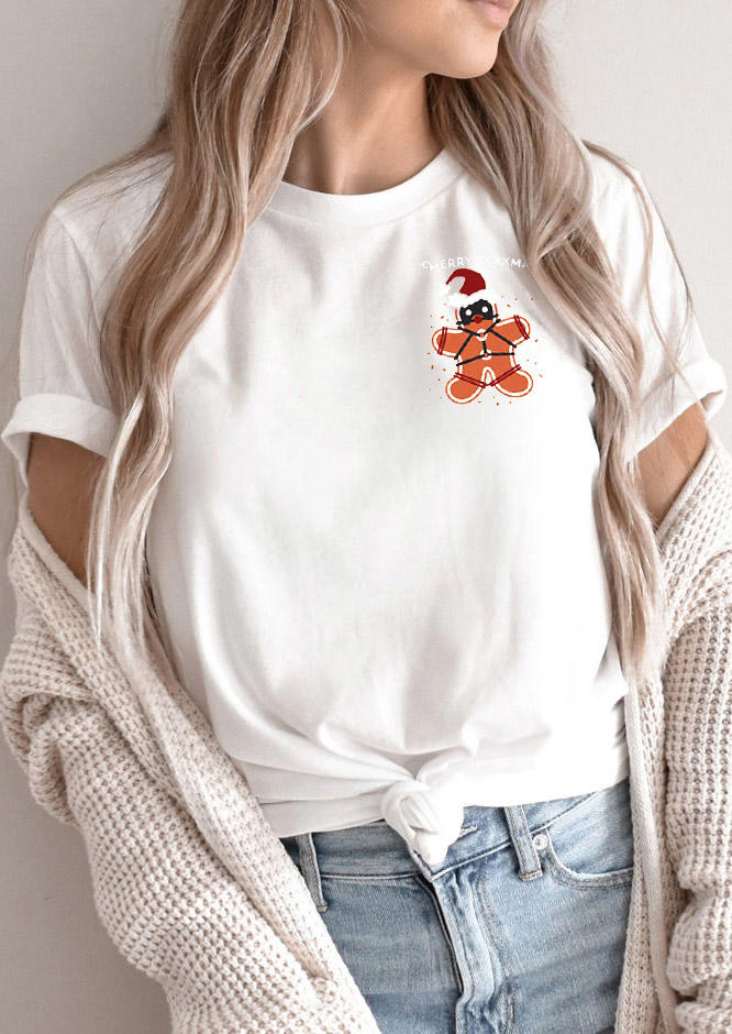

T-shirts Tees Merry Xxxmas Gingerbread Man T-Shirt Tee in White. Size: ,M,L,XL