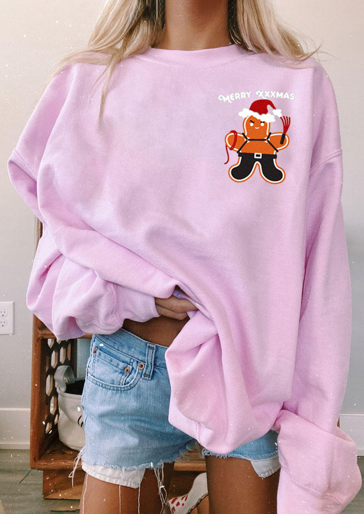 

Sweatshirts Merry Xxxmas Gingerbread Man Sweatshirt in Pink. Size: ,M,L,XL