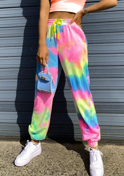 

Pants Tie Dye Elastic Waist Sweatpants in Multicolor. Size: ,M,L,XL