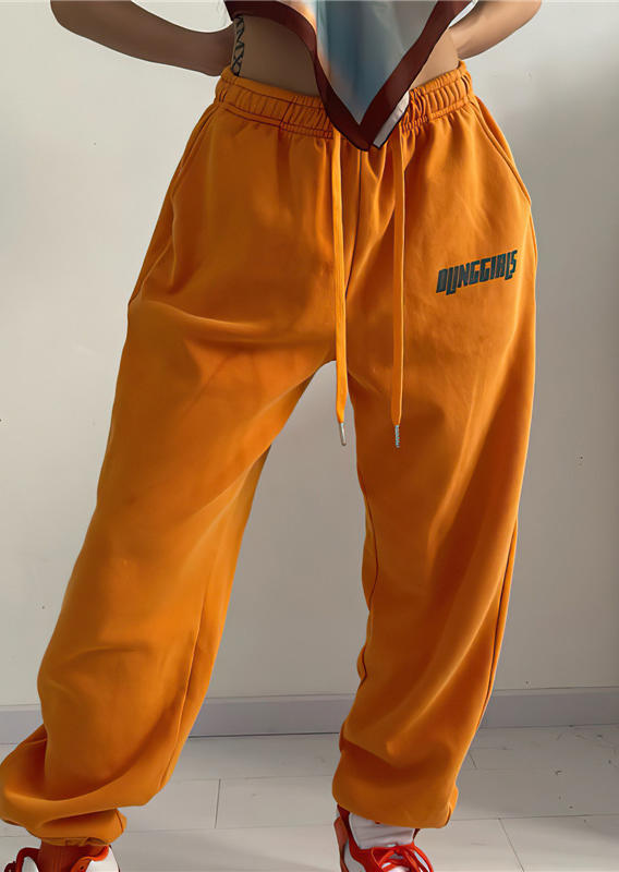 

Pants Letter Graphic Elastic Waist Pants in Orange. Size: ,M,L,XL