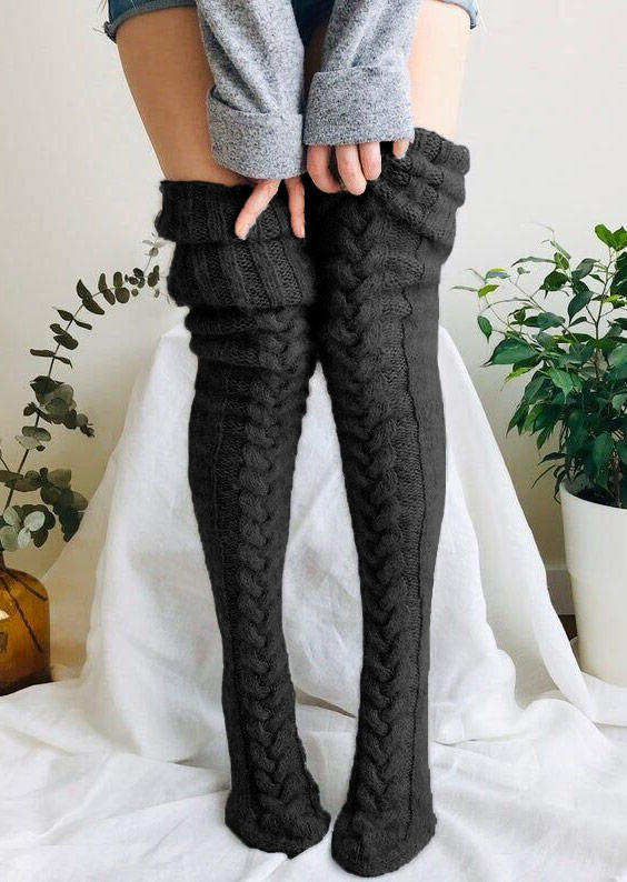 

Knee-High Socks 3 Pairs Soft Warm Over Knee Extra Long Knitted Sock Set in Multicolor. Size