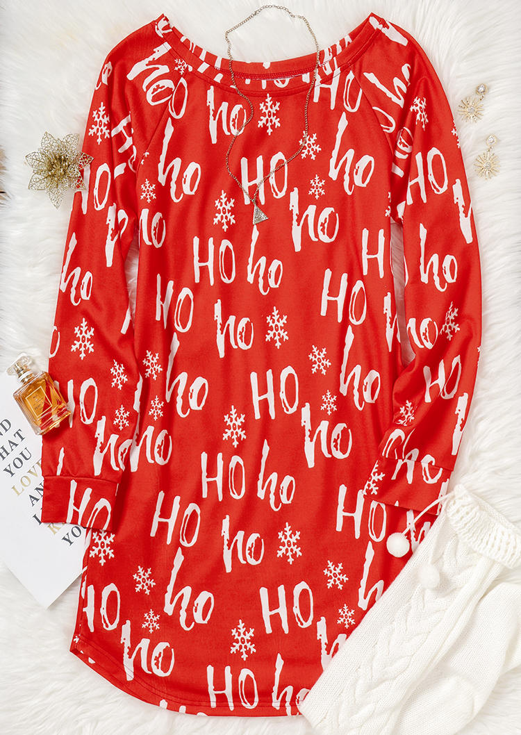 

Mini Dresses Ho Ho Ho Snowflake Mini Dress in Red. Size