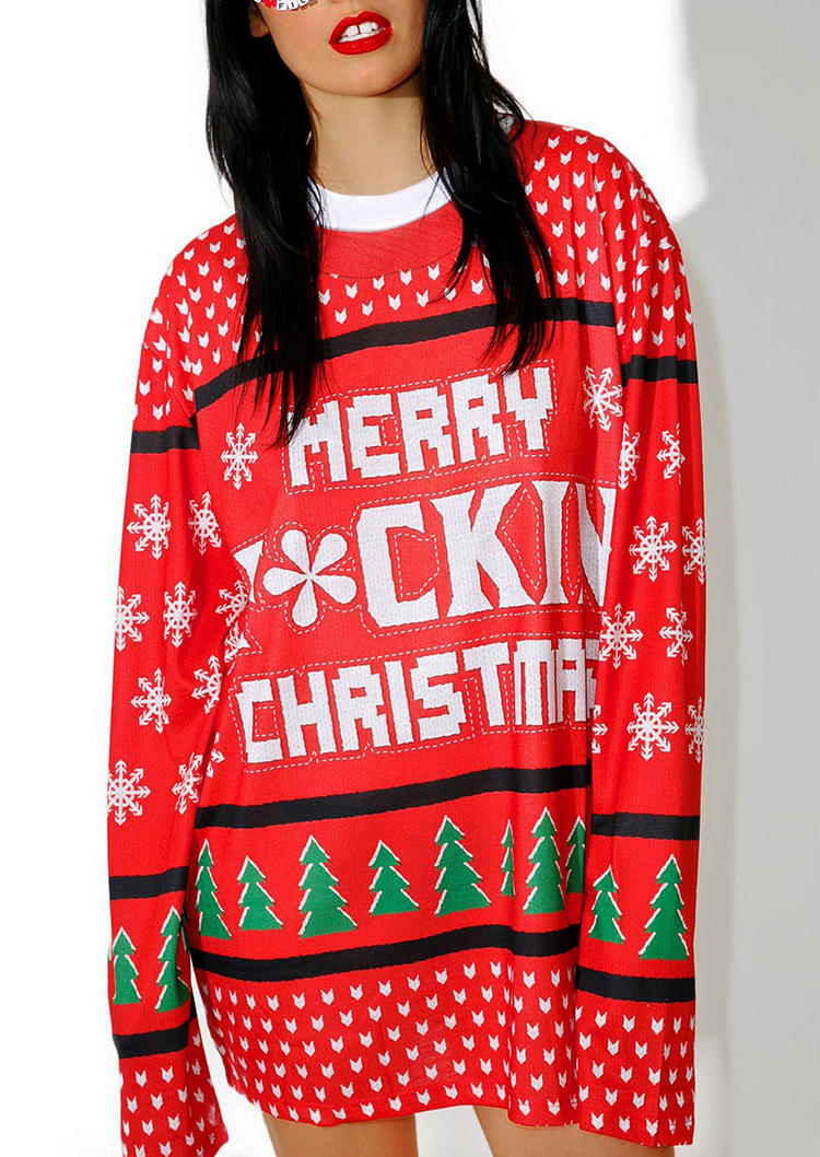 

Blouses Merry Christmas O-Neck Blouse in Red. Size: ,M,L,XL