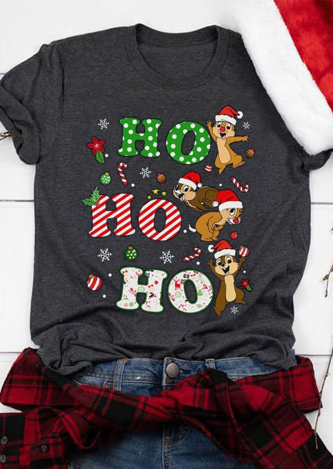 

T-shirts Tees Chipmunk Christmas Ho Ho Ho T-Shirt Tee in Gray. Size: ,M,L
