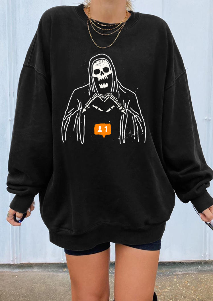 

Sweatshirts Skeleton Long Sleeve O-Neck Sweatshirt in Black. Size: ,M,L,XL