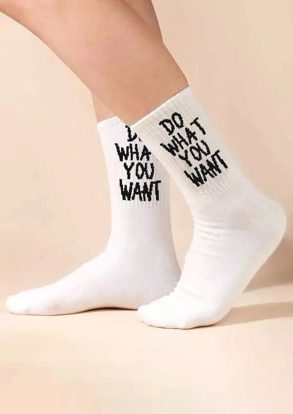 

Crew Socks Do What You Want Crew Socks in Black,White. Size