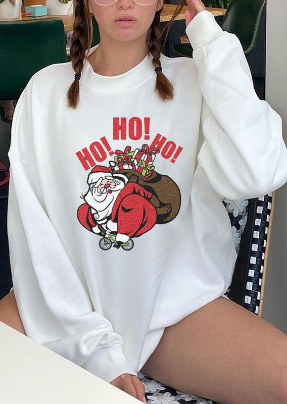 

Sweatshirts Ho Ho Ho Santa Claus Long Sleeve Sweatshirt in White. Size: ,M,L,XL