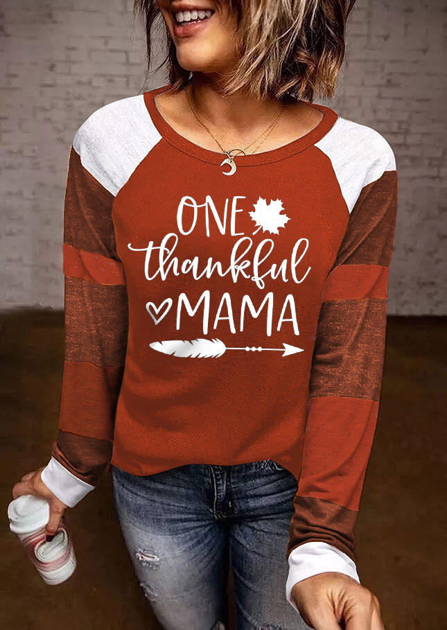 Blouses One Thankful Mama Color Block Long Sleeve Blouse in Brick Red. Size: S,M,L