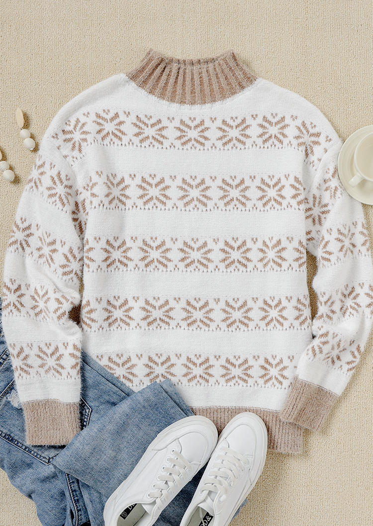 

Sweaters Christmas Snowflake Long Sleeve Sweater in Khaki. Size