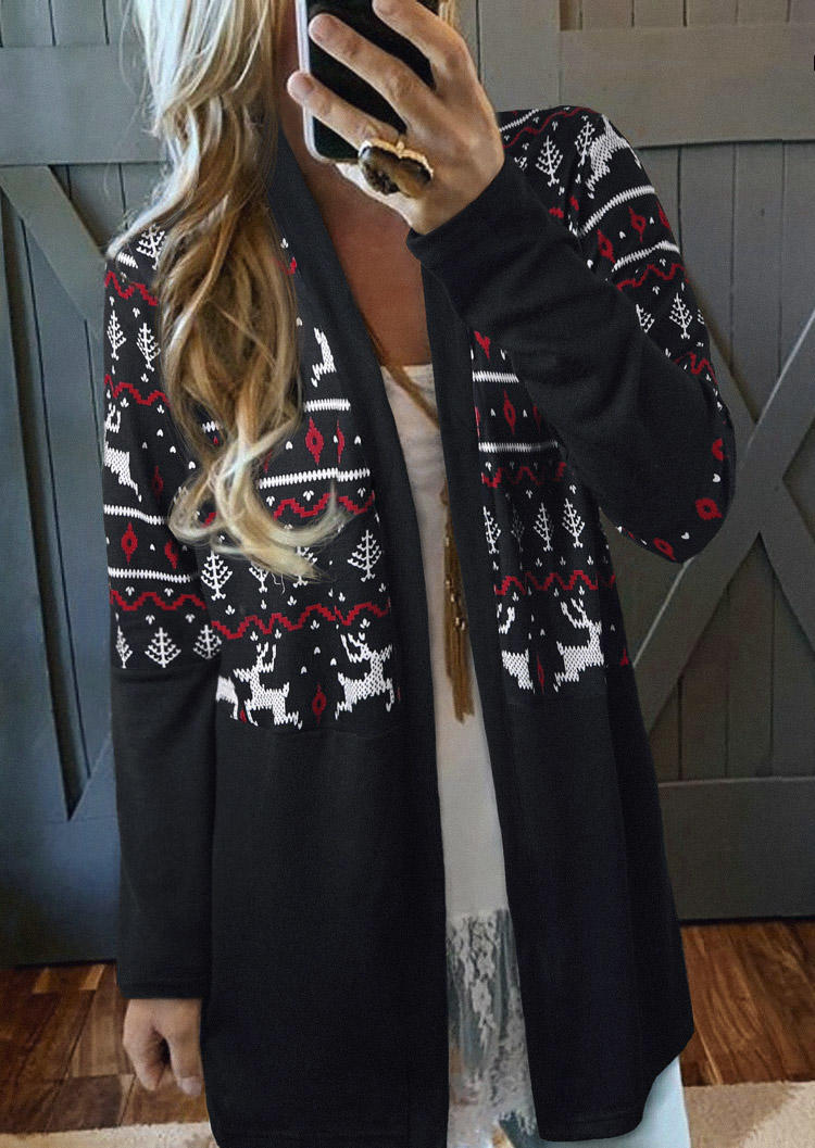 

Cardigans Christmas Reindeer Pocket Cardigan in Black. Size: ,M,L