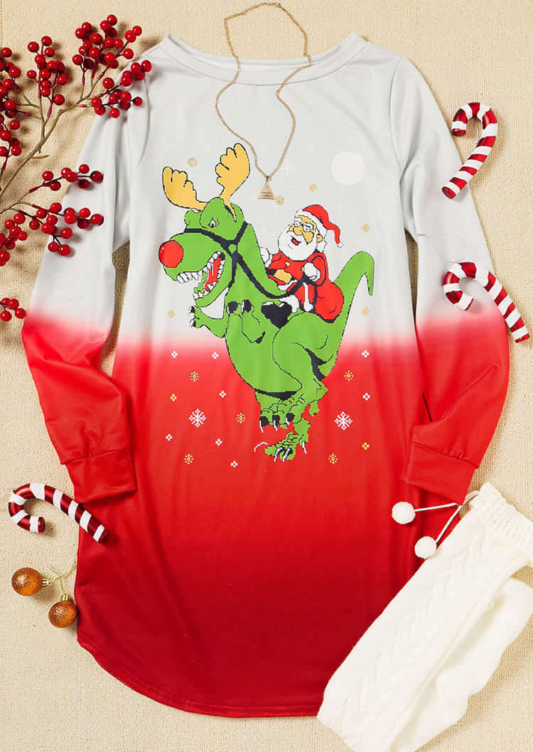 

Mini Dresses Santa Claus Dinosaur Gradient Mini Dress in Red. Size: ,M