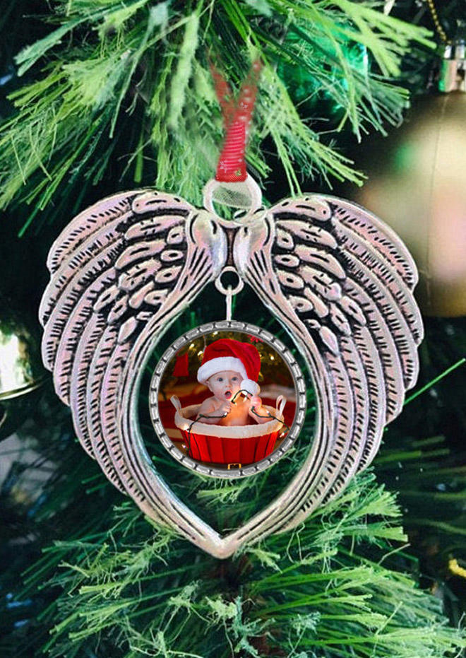 

Christmas Decoration Christmas Photo Locket Hanging Ornament in Silver. Size