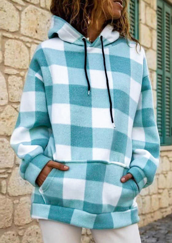 

Hoodies Plaid Kangaroo Pocket Long Sleeve Hoodie in Plaid. Size: ,M,L,XL
