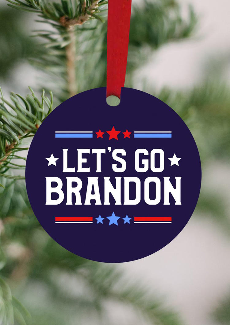 

Christmas Decoration Let's Go Brandon Pendant Ornament in Blue. Size