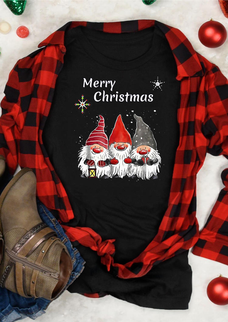 

T-shirts Tees Merry Christmas Gnomies T-Shirt Tee in Black. Size: ,M,L,XL