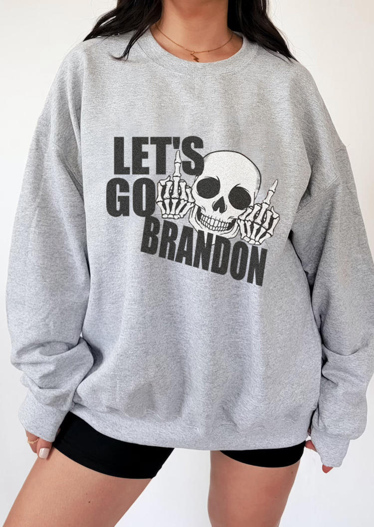 

Sweatshirts Let' Go Brandon Skeleton Sweatshirt in Gray. Size: ,M,L,XL