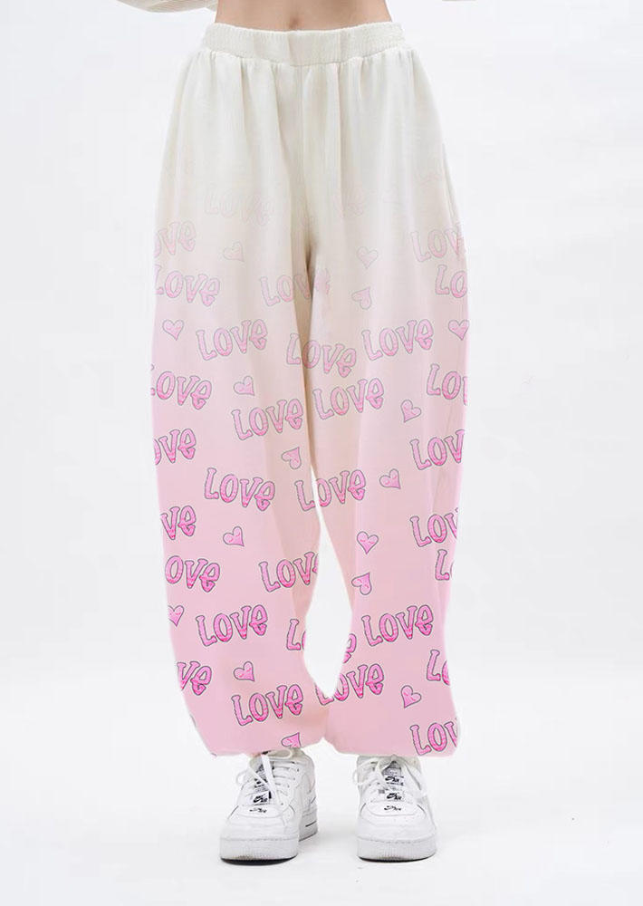 Pants Love Gradient Elastic Waist Sweatpants in Pink. Size: L,M,S,XL