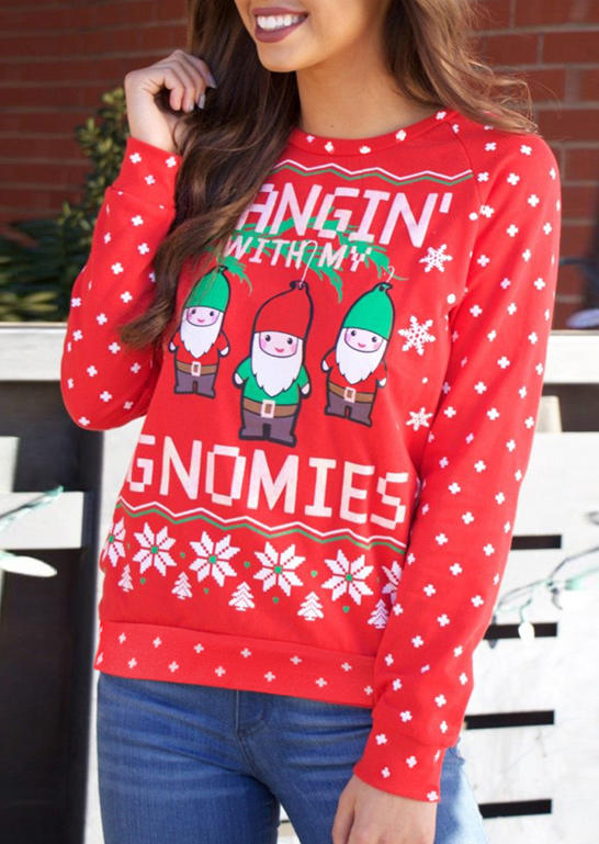 

Sweatshirts Christmas Hangin' With My Gnomies Sweatshirt in Red. Size