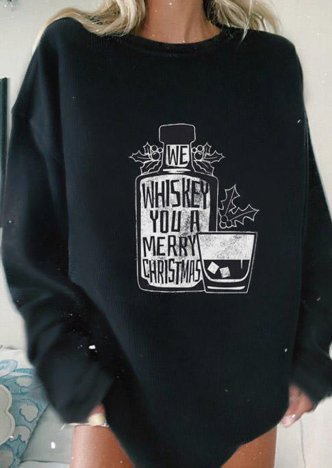 

Sweatshirts Whiskey Merry Christmas Long Sleeve Sweatshirt in Black. Size