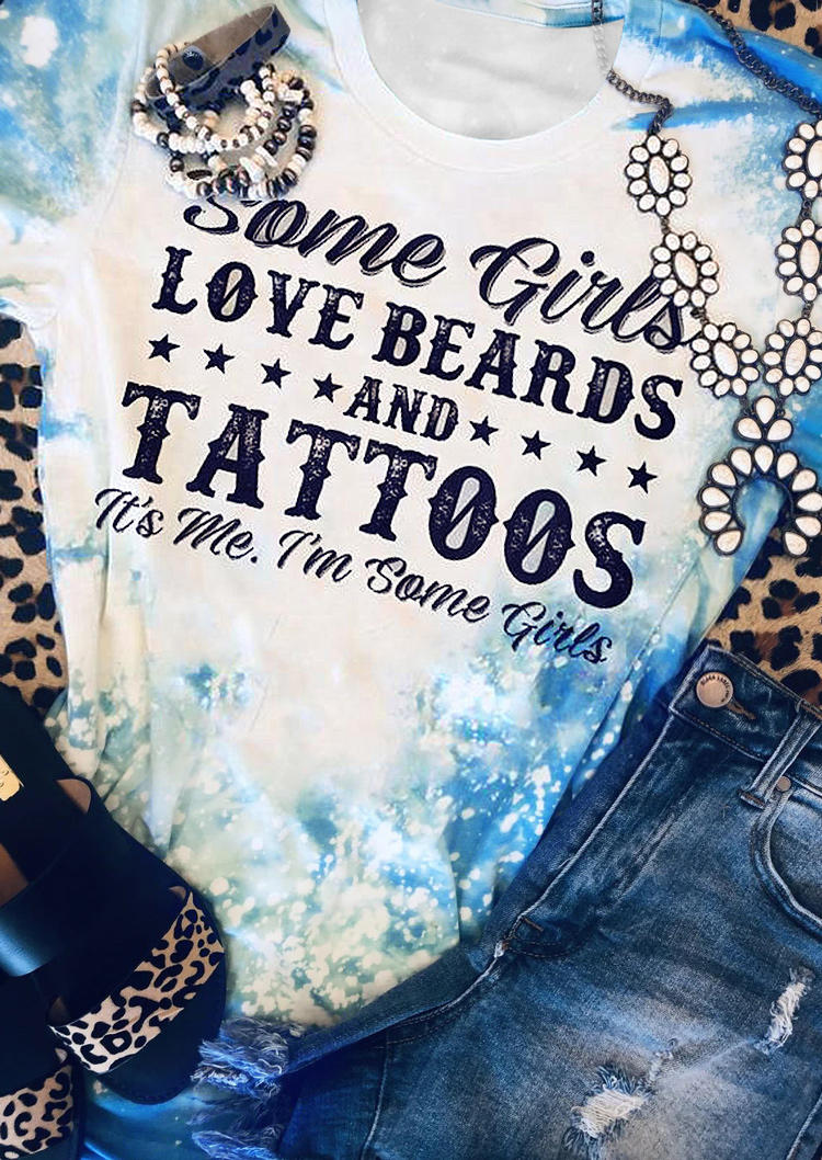 T-shirts Tees Some Girls Love Beards And Tattoos T-Shirt Tee in Blue. Size: S,M,L