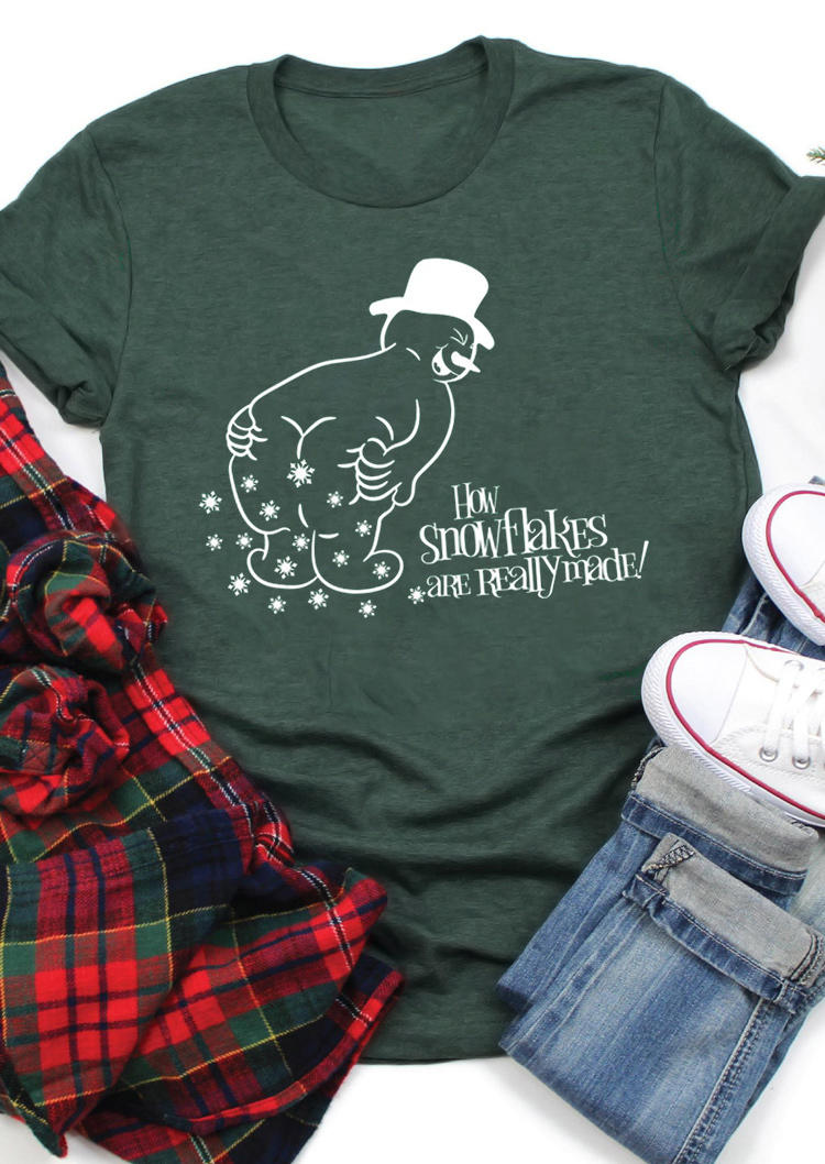 T-shirts Tees How Snowflakes Are Really Made T-Shirt Tee in Green. Size: L,M,S,XL