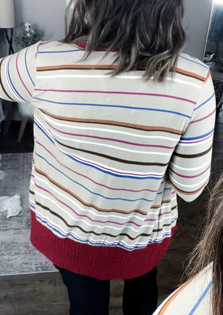 Colorful Striped Button Long Sleeve Cardigan