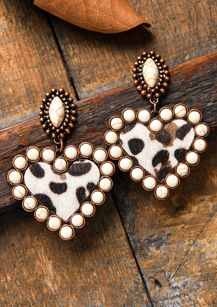 

Earrings Turquoise Heart Leopard Earrings in Pattern2. Size