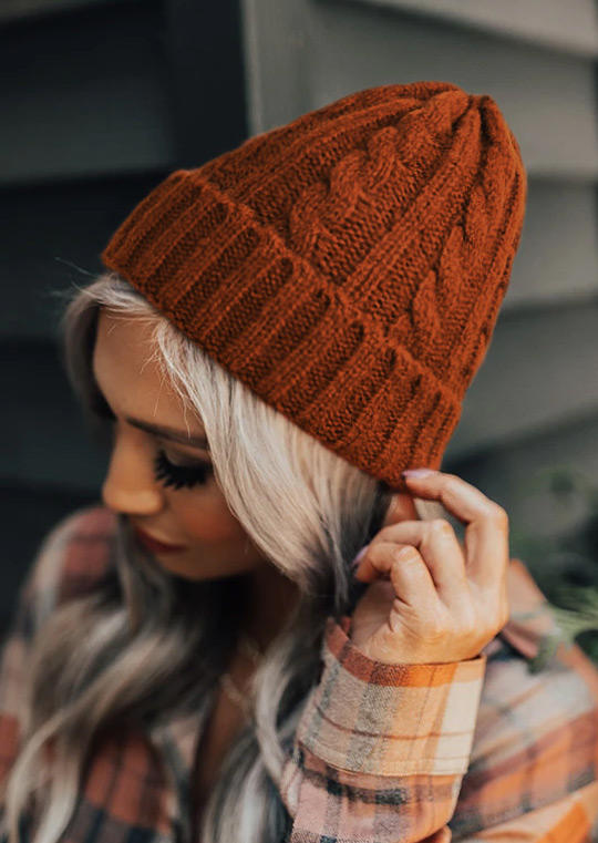 Twist Knitted Warm Beanie Hat