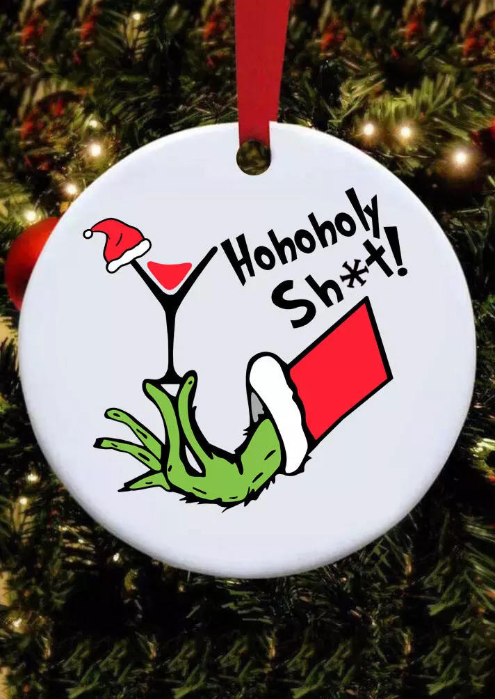 

Christmas Decoration Christmas Wine Glass Hohoholy Sh!t Cartoon Hanging Ornament in Multicolor. Size