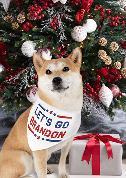 

Pet Products Let's Go Brandon Pet Triangle Scarf in White. Size