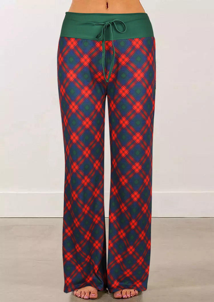 

Pants Plaid Drawstring Wide Leg Pants in Plaid. Size: ,M,L,XL