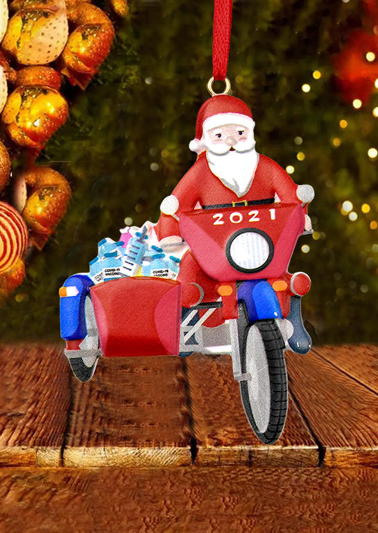 

Christmas Decoration Santa Claus Motorcycle Pendant Ornament in Pattern1. Size